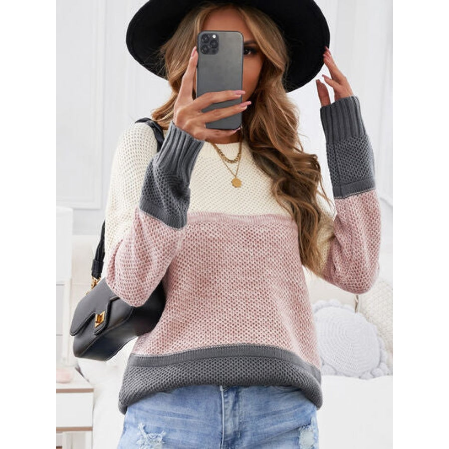 Color Block Dropped Shoulder Sweater Clothing