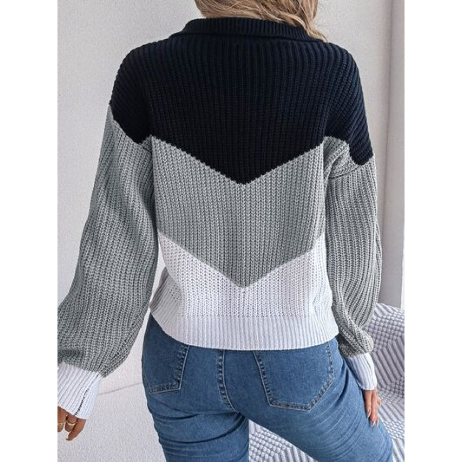 Color Block Dropped Shoulder Sweater Clothing