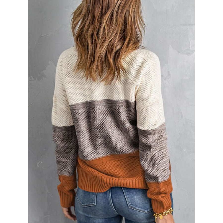 Color Block Dropped Shoulder Sweater Clothing