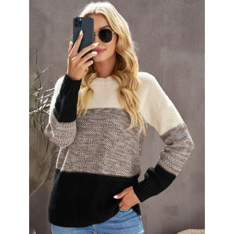 Color Block Dropped Shoulder Sweater Clothing