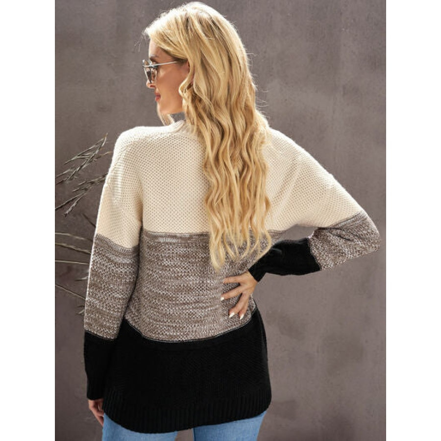 Color Block Dropped Shoulder Sweater Clothing