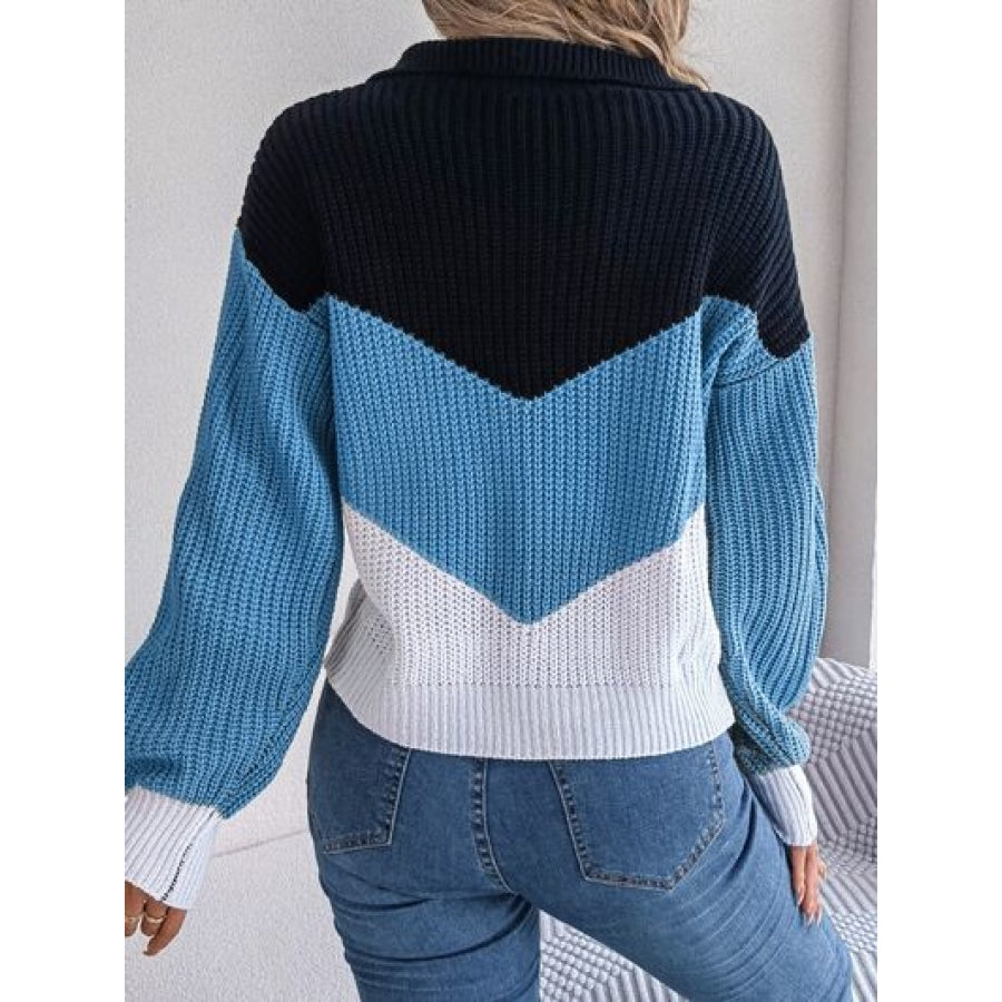 Color Block Dropped Shoulder Sweater Clothing