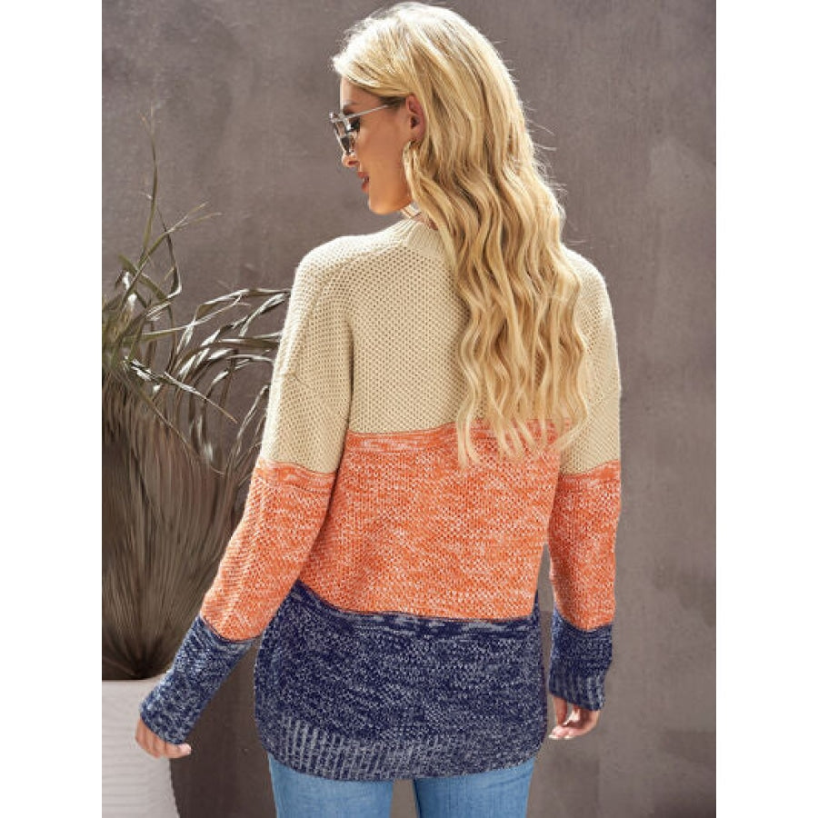 Color Block Dropped Shoulder Sweater Clothing