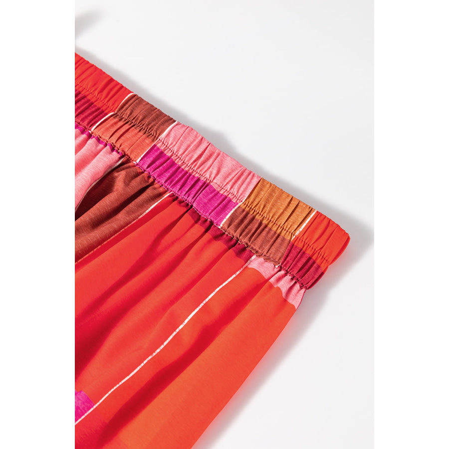 Color Block Elastic Waist Maxi Skirt Apparel and Accessories