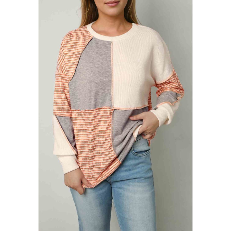 Color Block Exposed Seam Sweatshirt