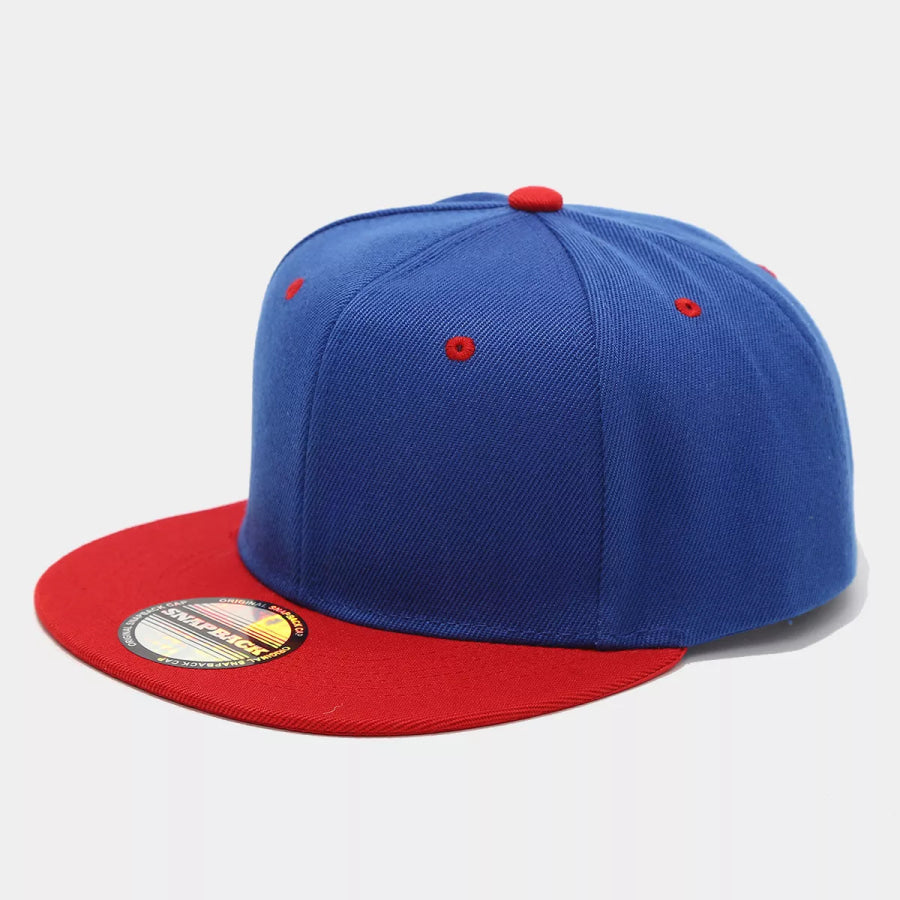 Color Block Flat Brim Baseball Cap Royal Blue / One Size Apparel and Accessories