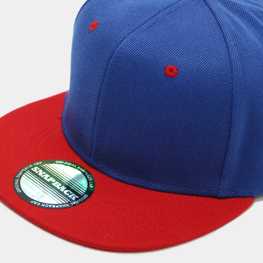 Color Block Flat Brim Baseball Cap Royal Blue / One Size Apparel and Accessories