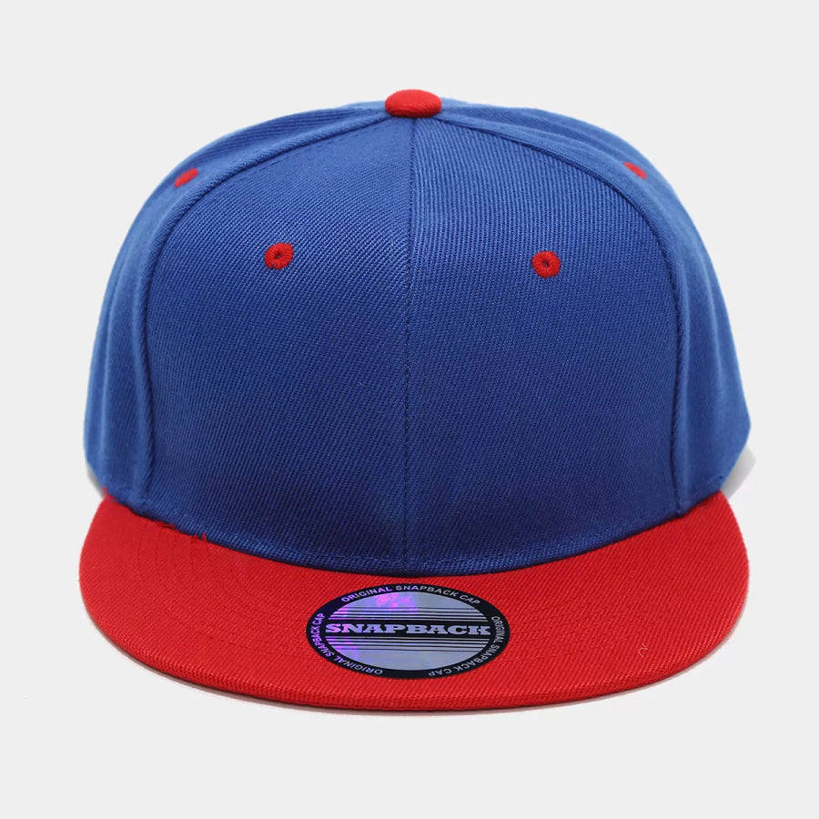 Color Block Flat Brim Baseball Cap Royal Blue / One Size Apparel and Accessories
