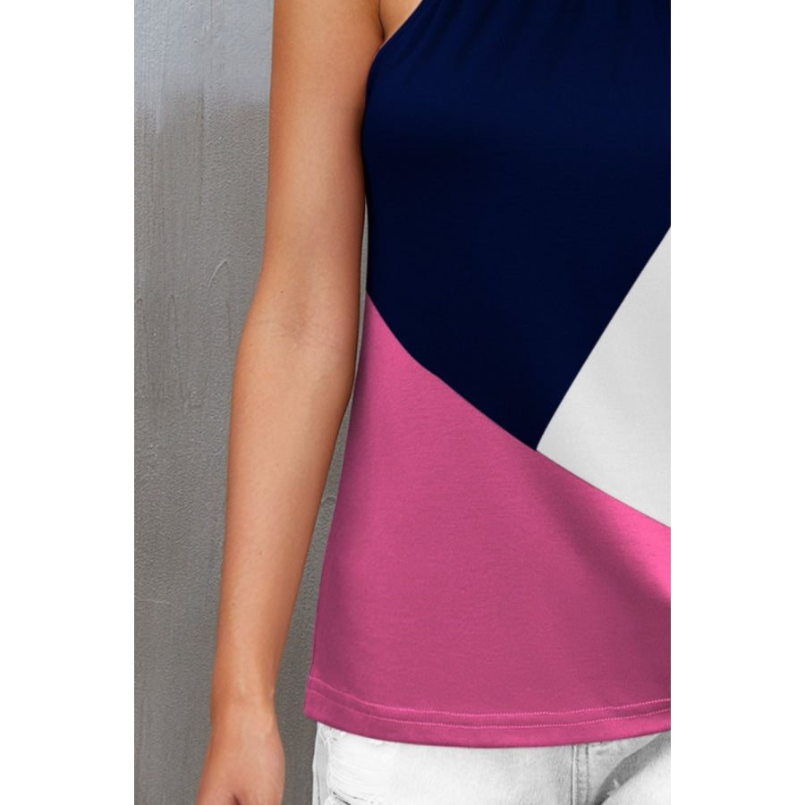 Color Block Grecian Neck Cami Apparel and Accessories