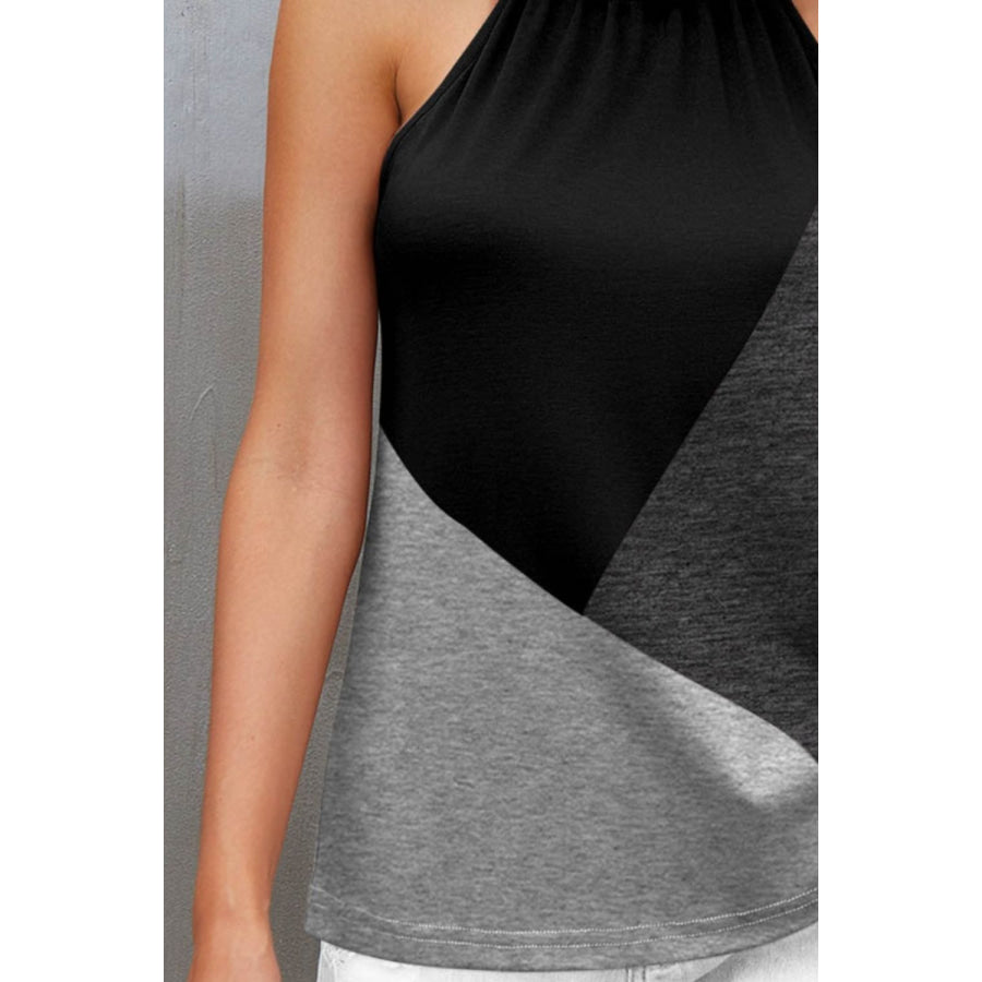 Color Block Grecian Neck Cami Apparel and Accessories