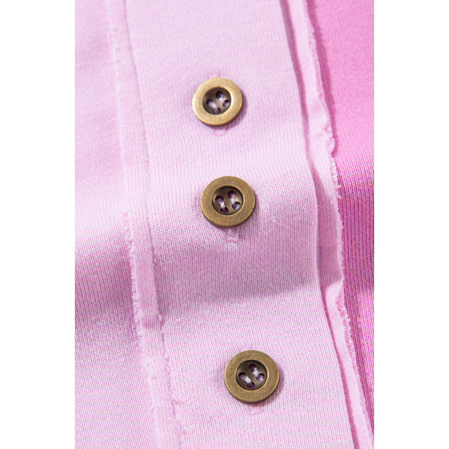 Color Block Half Button Long Sleeve Sweatshirt Apparel and Accessories