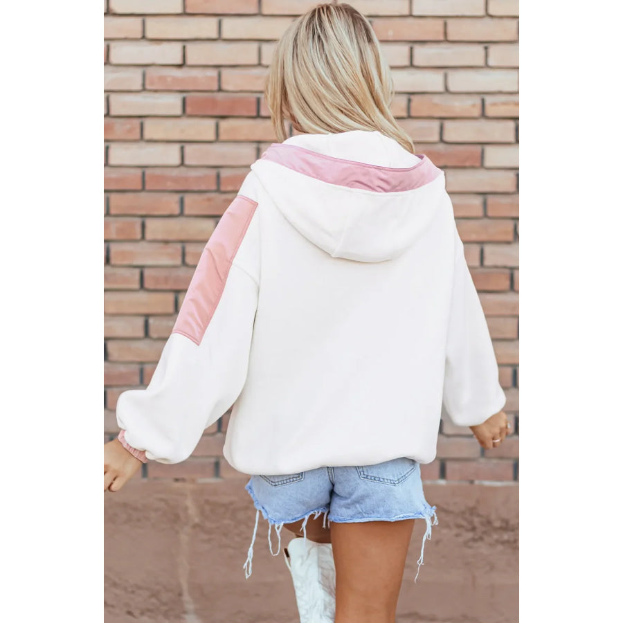Color Block Half Zip Long Sleeve Hoodie Apparel and Accessories