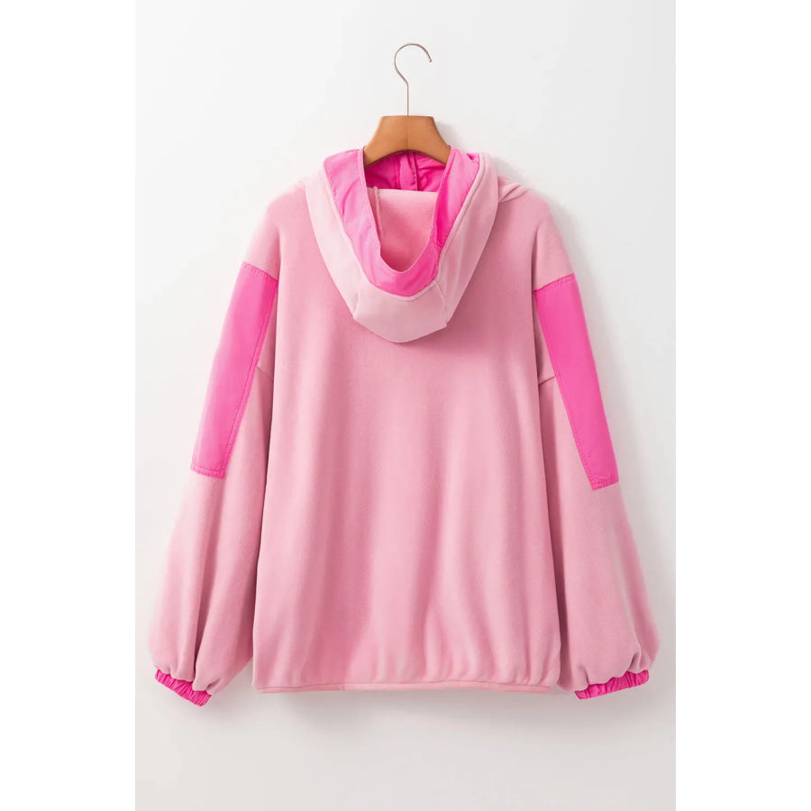 Color Block Half Zip Long Sleeve Hoodie Apparel and Accessories