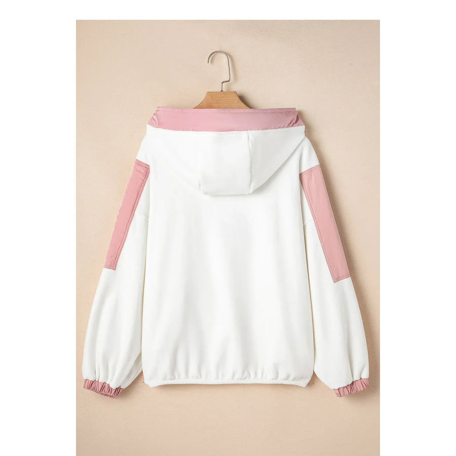 Color Block Half Zip Long Sleeve Hoodie Apparel and Accessories