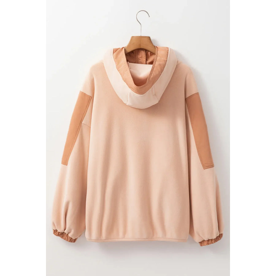 Color Block Half Zip Long Sleeve Hoodie Apparel and Accessories