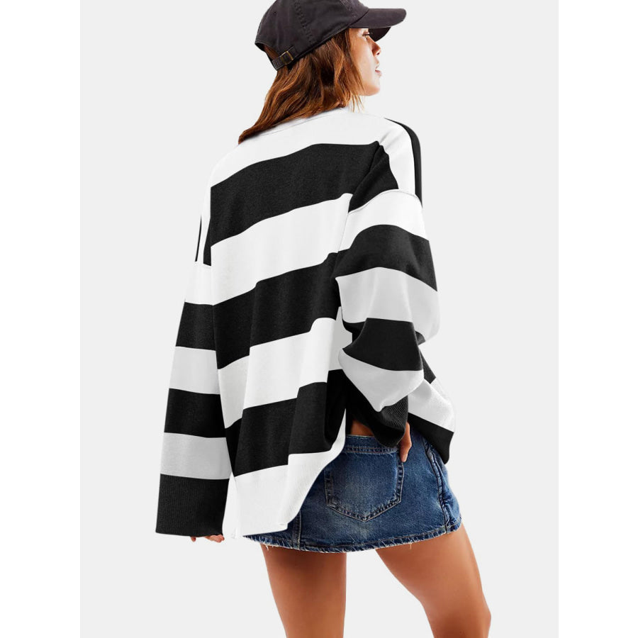 Color Block Half Zip Long Sleeve Sweater Apparel and Accessories