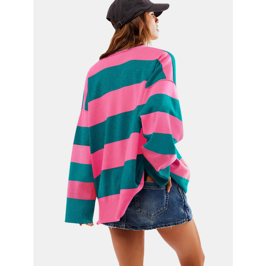 Color Block Half Zip Long Sleeve Sweater Apparel and Accessories
