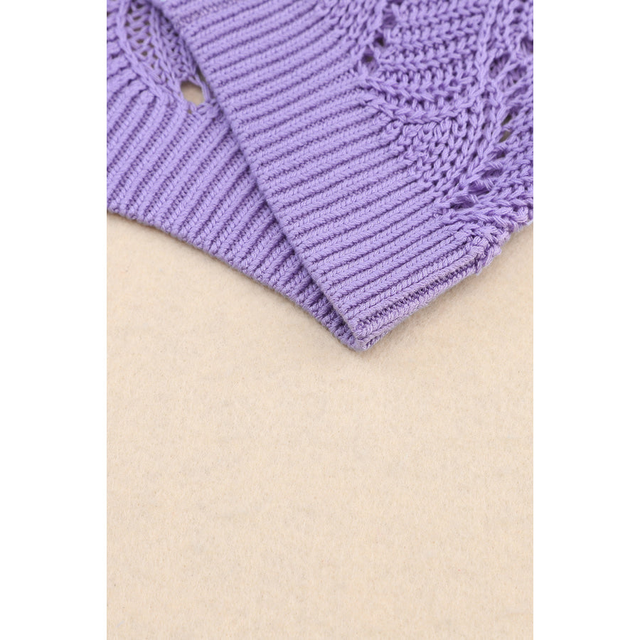 Color Block Hollow Boat Neck Sweater Apparel and Accessories