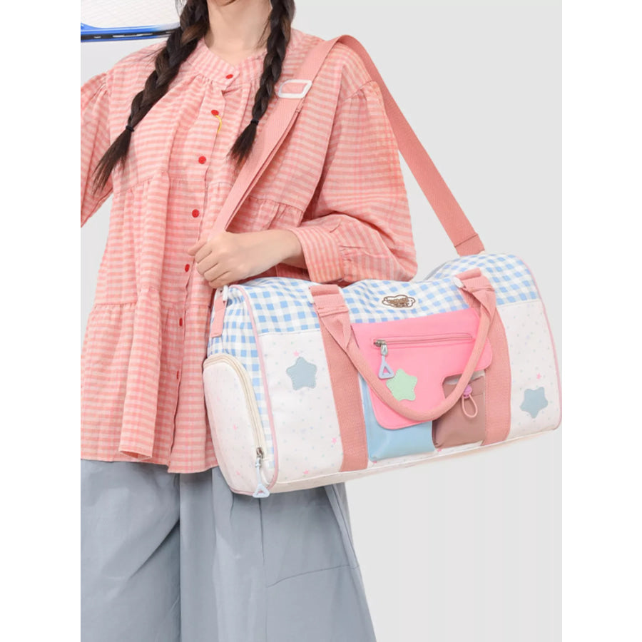 Color Block Large Capacity Travel Bag White / onesize Apparel and Accessories