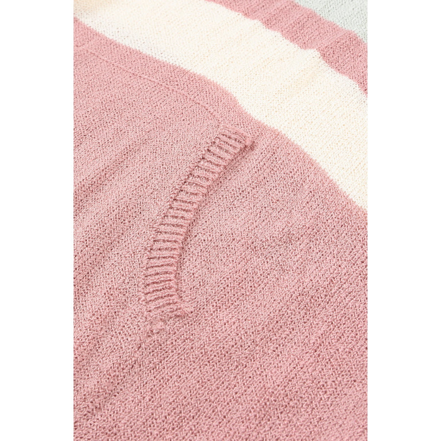 Color Block Long Sleeve Drawstring Hooded Sweater Apparel and Accessories