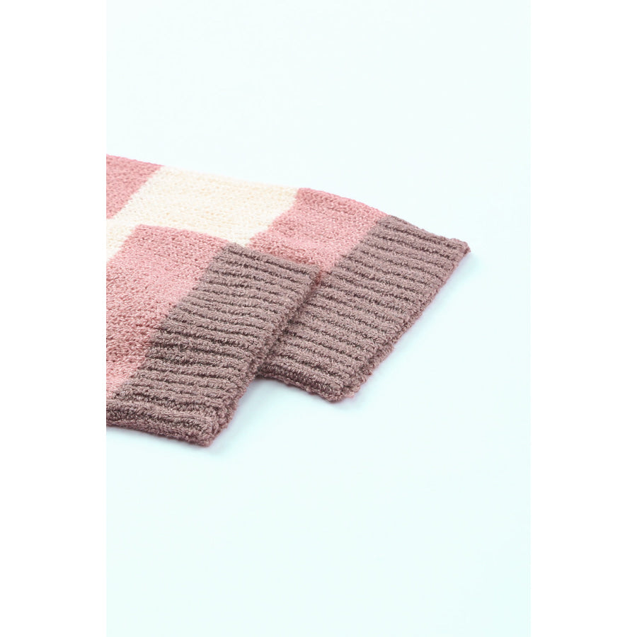 Color Block Long Sleeve Drawstring Hooded Sweater Apparel and Accessories