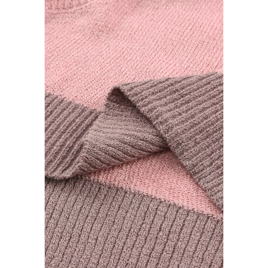 Color Block Long Sleeve Drawstring Hooded Sweater Apparel and Accessories