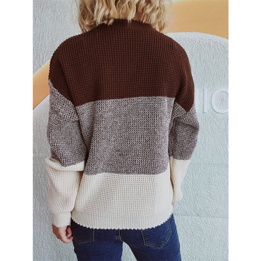 Color Block Long Sleeve Sweater Apparel and Accessories