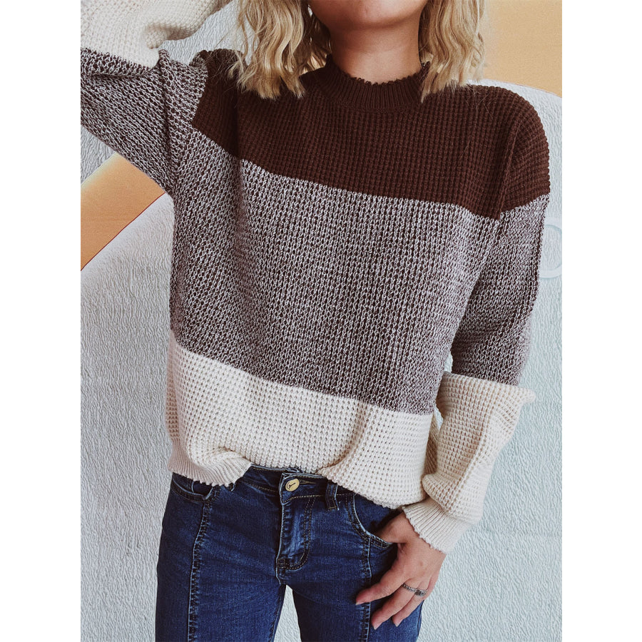 Color Block Long Sleeve Sweater Apparel and Accessories