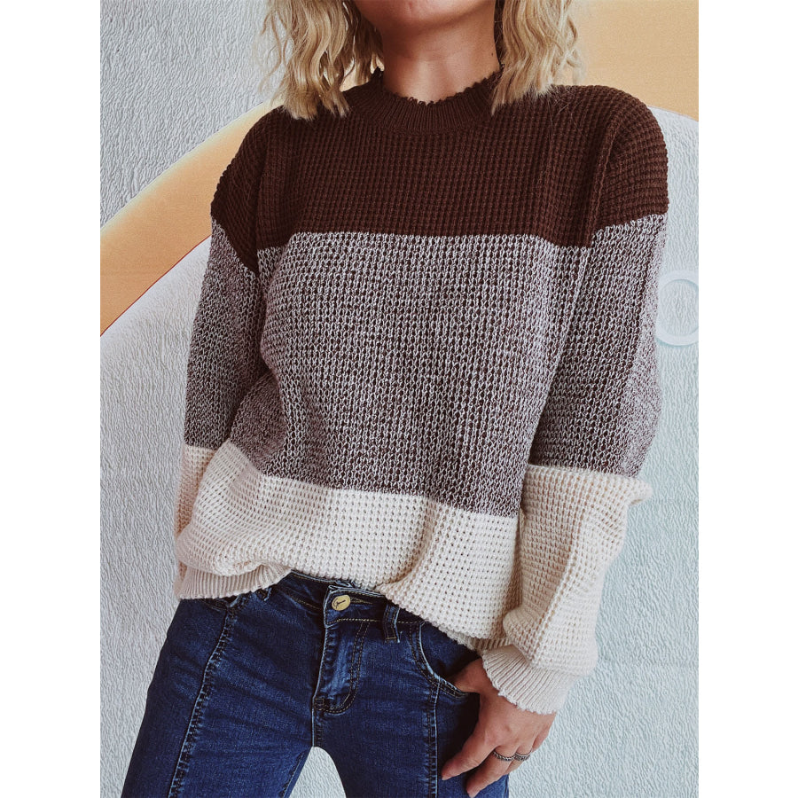 Color Block Long Sleeve Sweater Apparel and Accessories