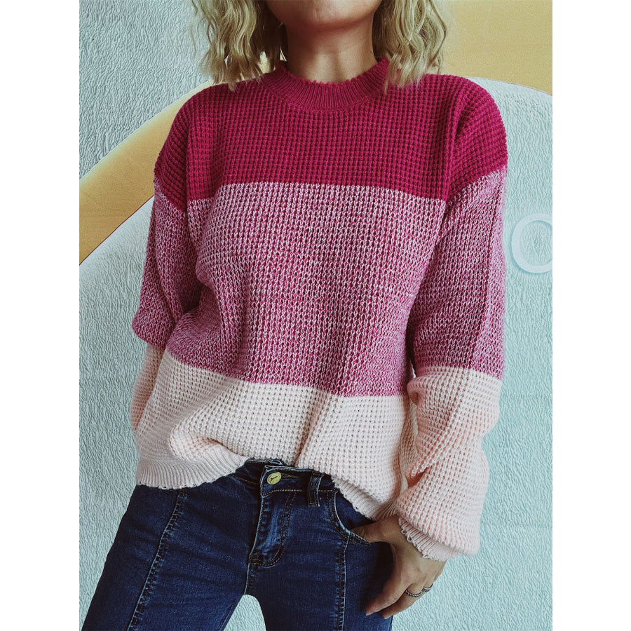 Color Block Long Sleeve Sweater Apparel and Accessories