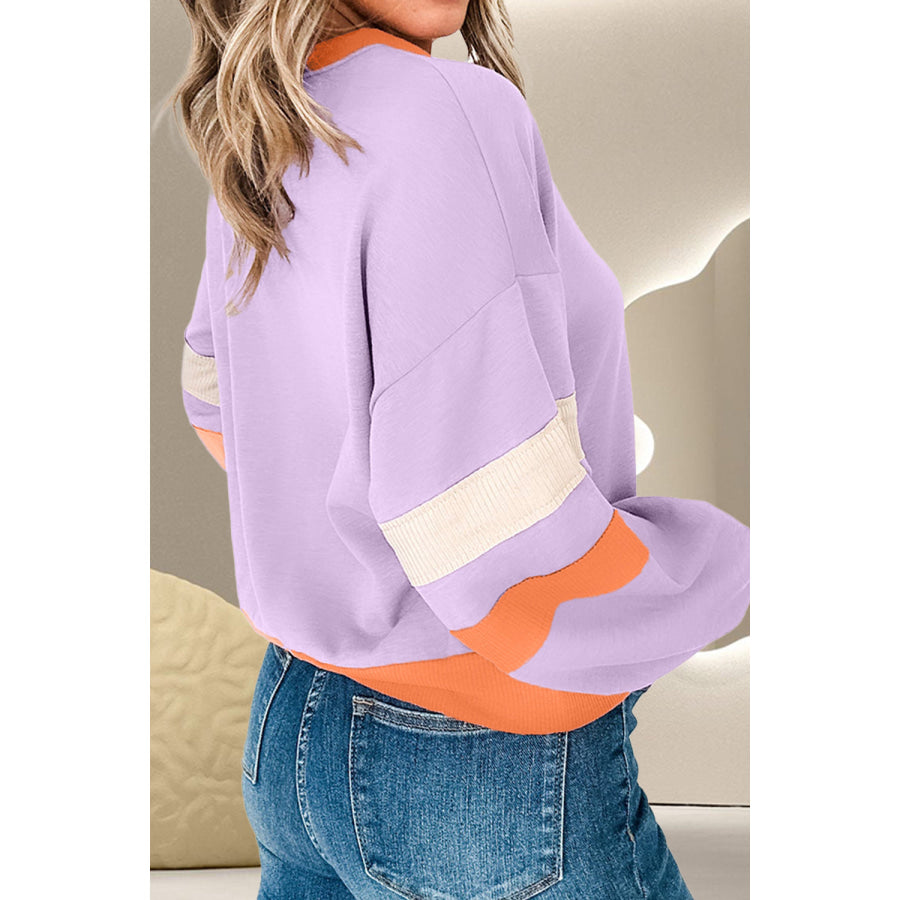 Color Block Long Sleeve Sweatshirt Apparel and Accessories