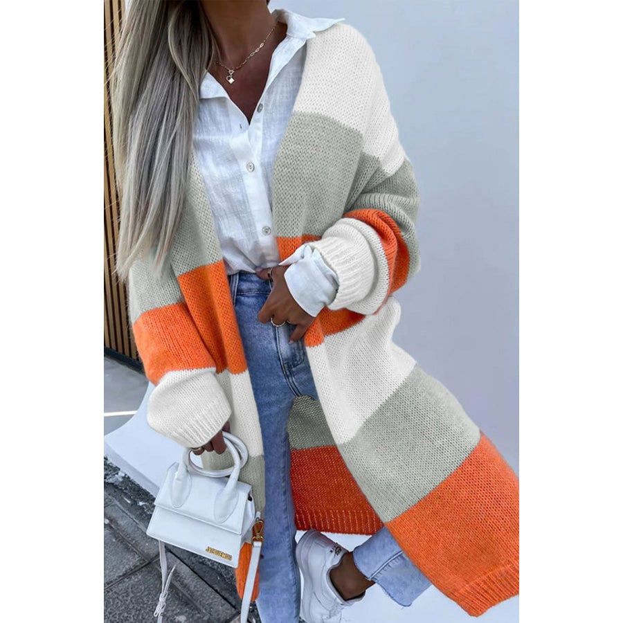 Color Block Open Front Duster Cardigan