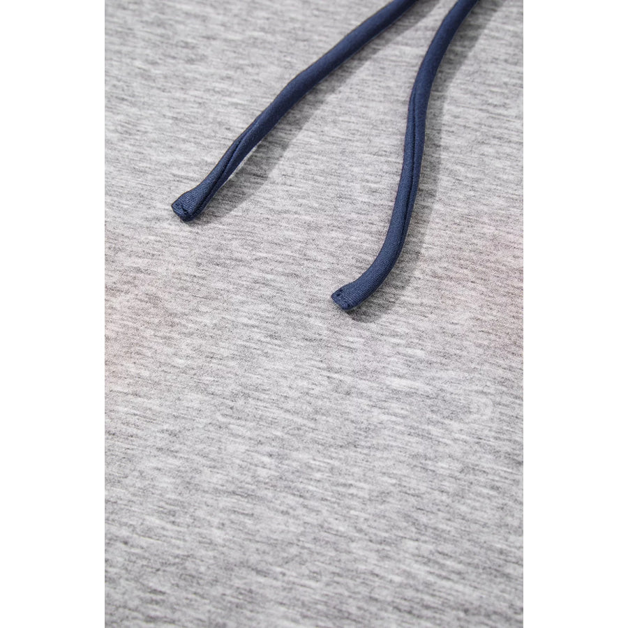 Color Block Patchwork V Neck Drawstring Hoodie Apparel and Accessories