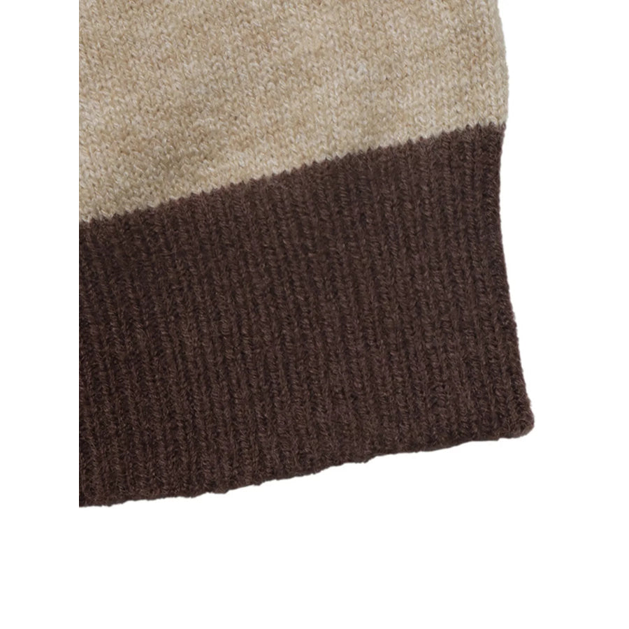 Color Block Polo Collar Sweater Apparel and Accessories