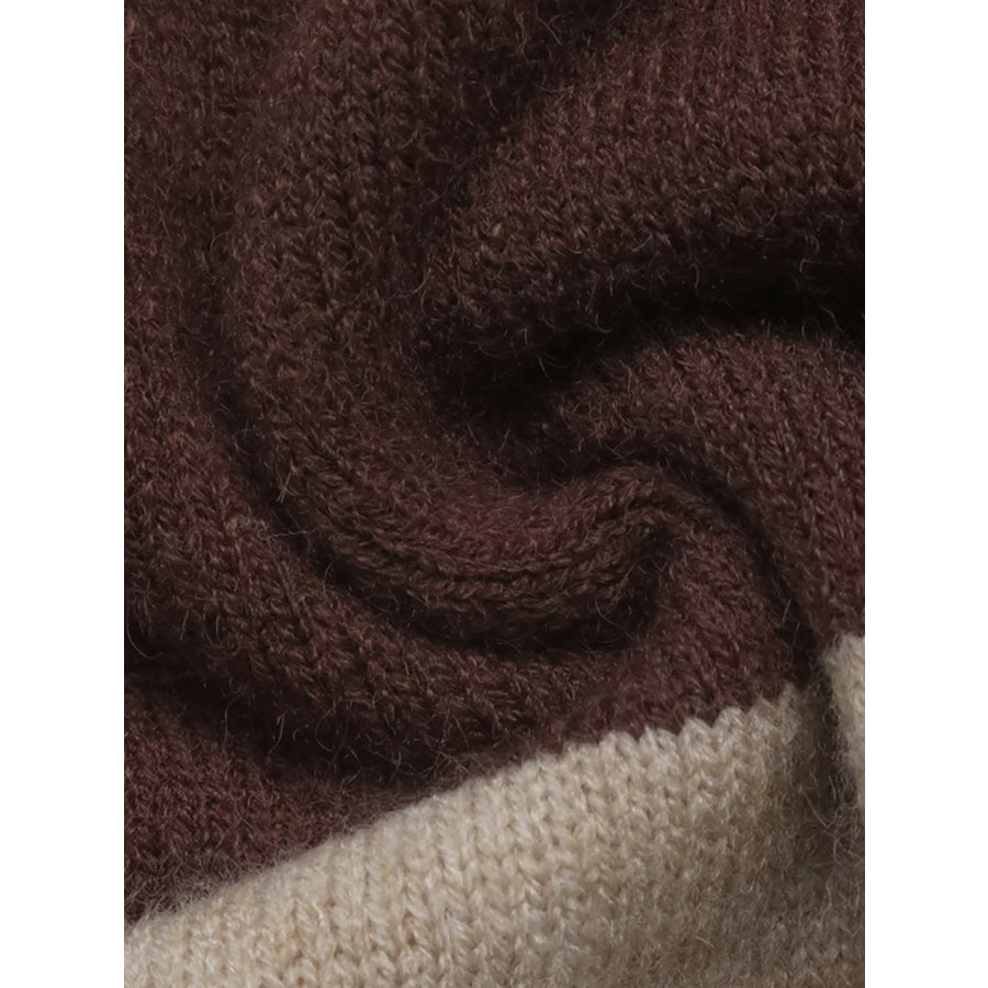 Color Block Polo Collar Sweater Apparel and Accessories