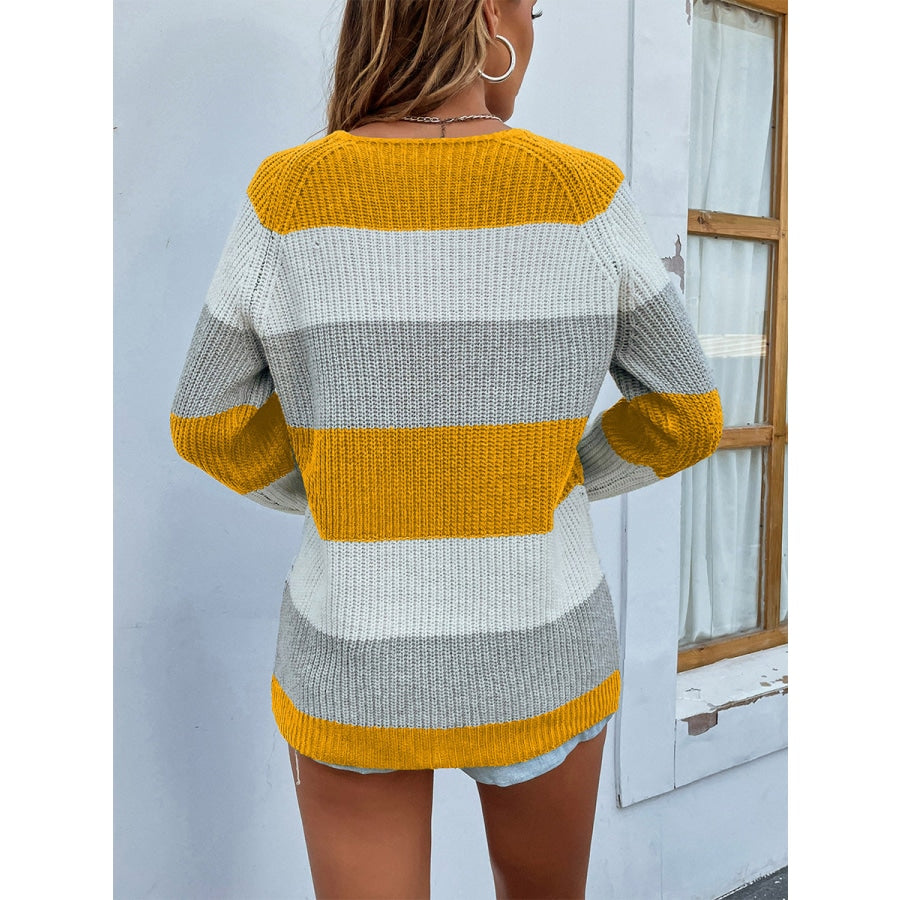 Color Block Rib-Knit Sweater