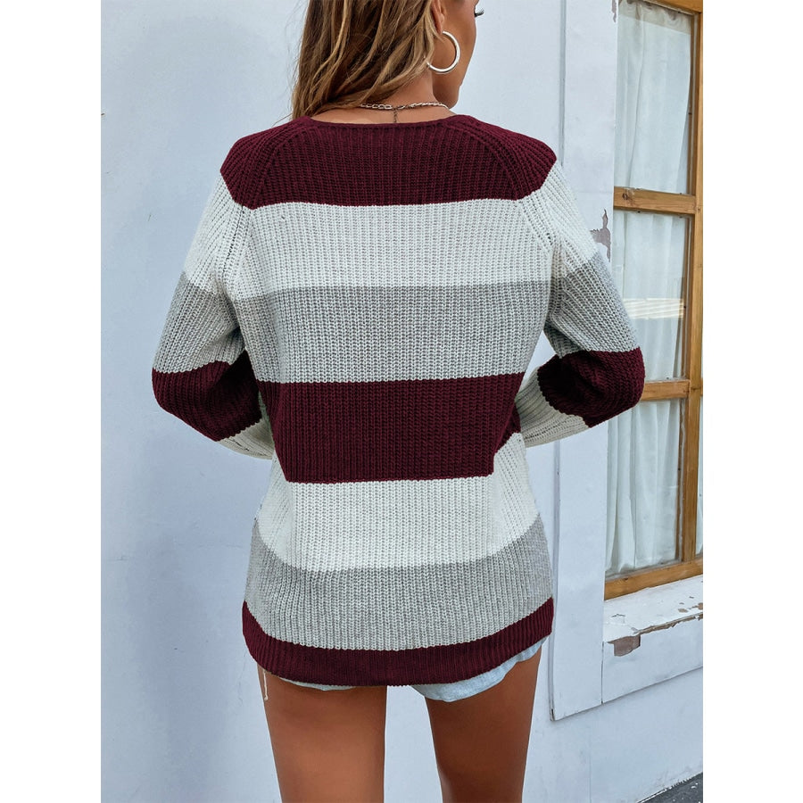 Color Block Rib-Knit Sweater