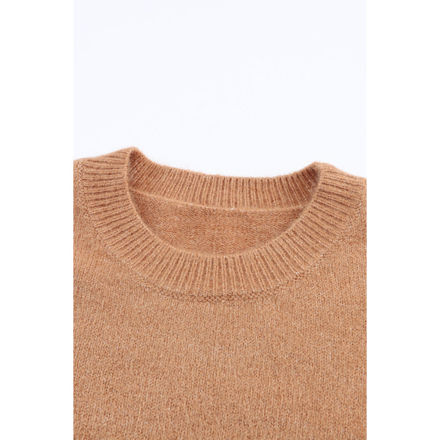 Color Block Round Neck Dropped Shoulder Sweater Apparel and Accessories
