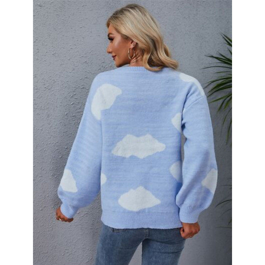 Color Block Round Neck Dropped Shoulder Sweater Apparel and Accessories