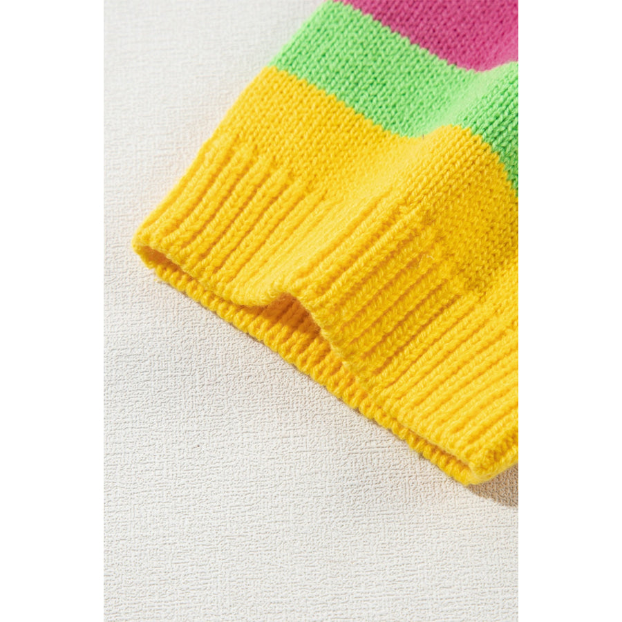 Color Block Round Neck Half Sleeve Knit Top Apparel and Accessories