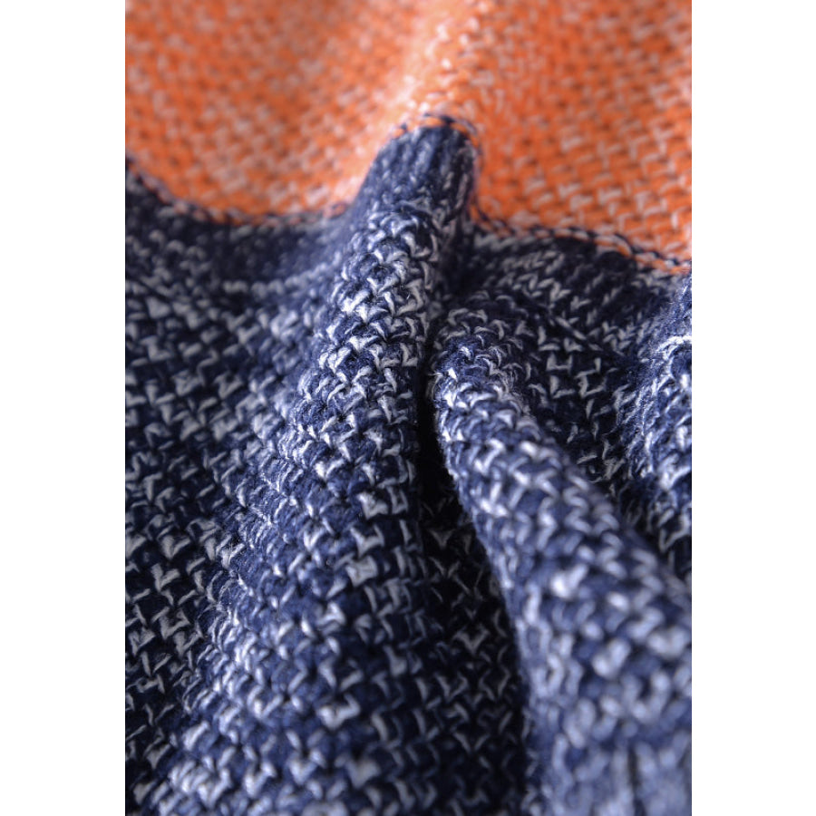 Color Block Round Neck Long Sleeve Sweater Apparel and Accessories