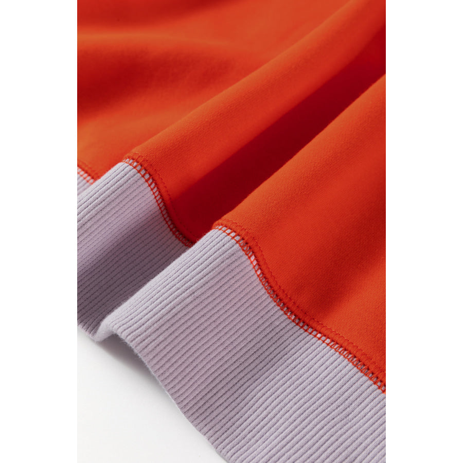 Color Block Round Neck Long Sleeve Sweatshirt Apparel and Accessories