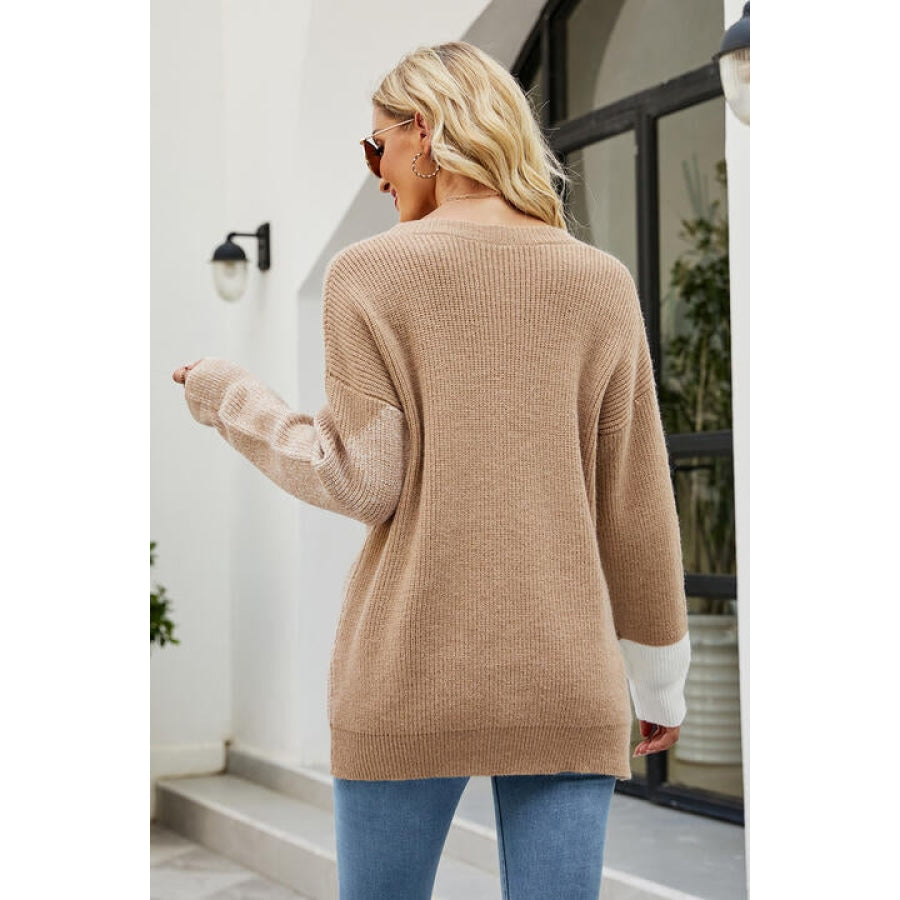 Color Block Round Neck Sweater