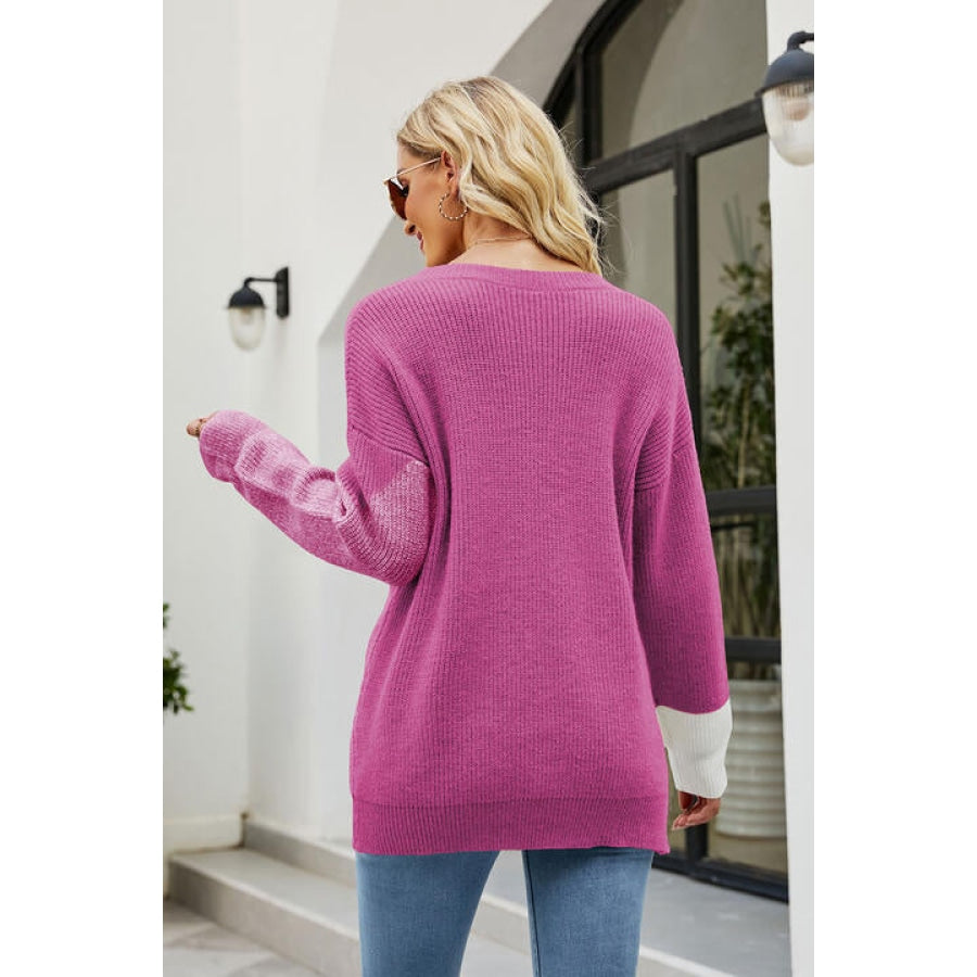 Color Block Round Neck Sweater