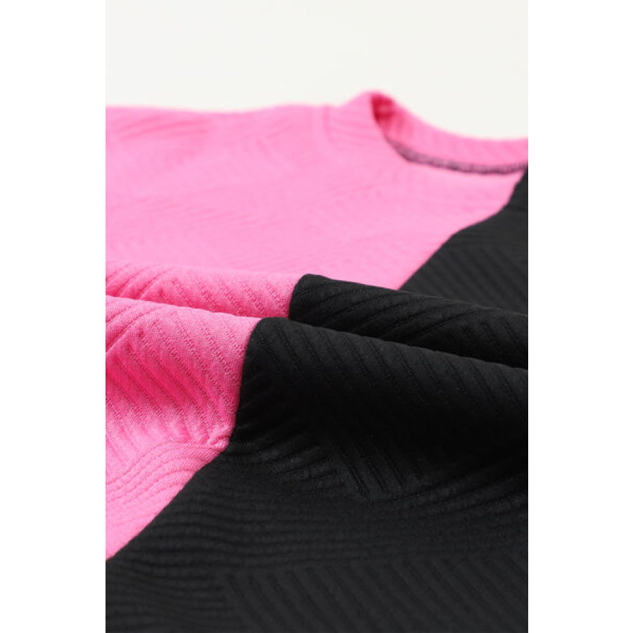 Color Block Round Neck Sweatshirt and Pants Set Apparel and Accessories