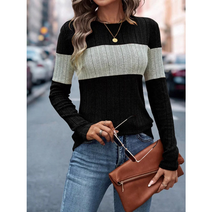 Color Block Round Neck T-Shirt Apparel and Accessories