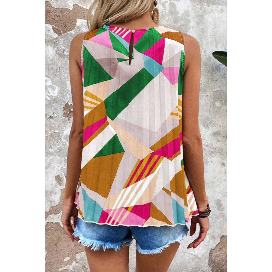Color Block Round Neck Tank Hot Pink / S Apparel and Accessories