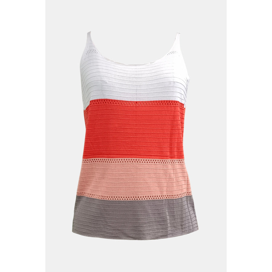 Color Block Scoop Neck Cami White / M Apparel and Accessories