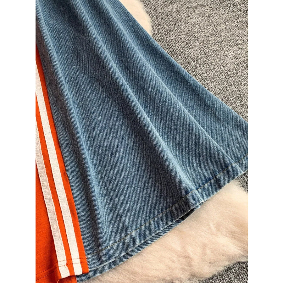 Color Block Short Sleeve Casual Dress Apparel and Accessories