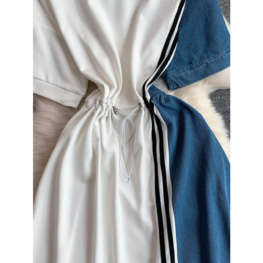 Color Block Short Sleeve Casual Dress Apparel and Accessories